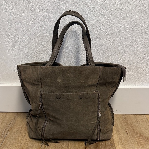 All Saints Fleur De Lis East West Tote Bag grey/brown cow leather - Picture 2 of 13